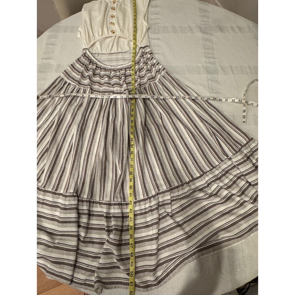 Blu Pepper Gray White Striped Tiered Maxi Dress Size Large NWOT Open Back - Picture 16 of 16